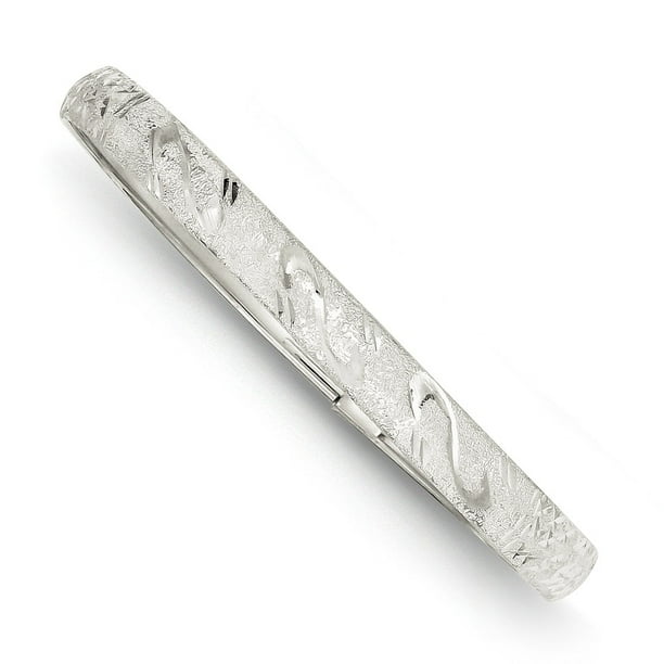 Solid 925 Sterling Silver 6.5mm Diamond-Cut Flexible Bangle Solid 925 Sterling Silver 6.5mm Diamond-Cut Flexible Bangle